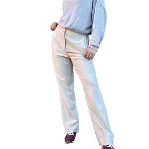 Max Mara Cream Crepe Quiet Luxury High Waisted Pleated Wide Leg Trouser Size 12